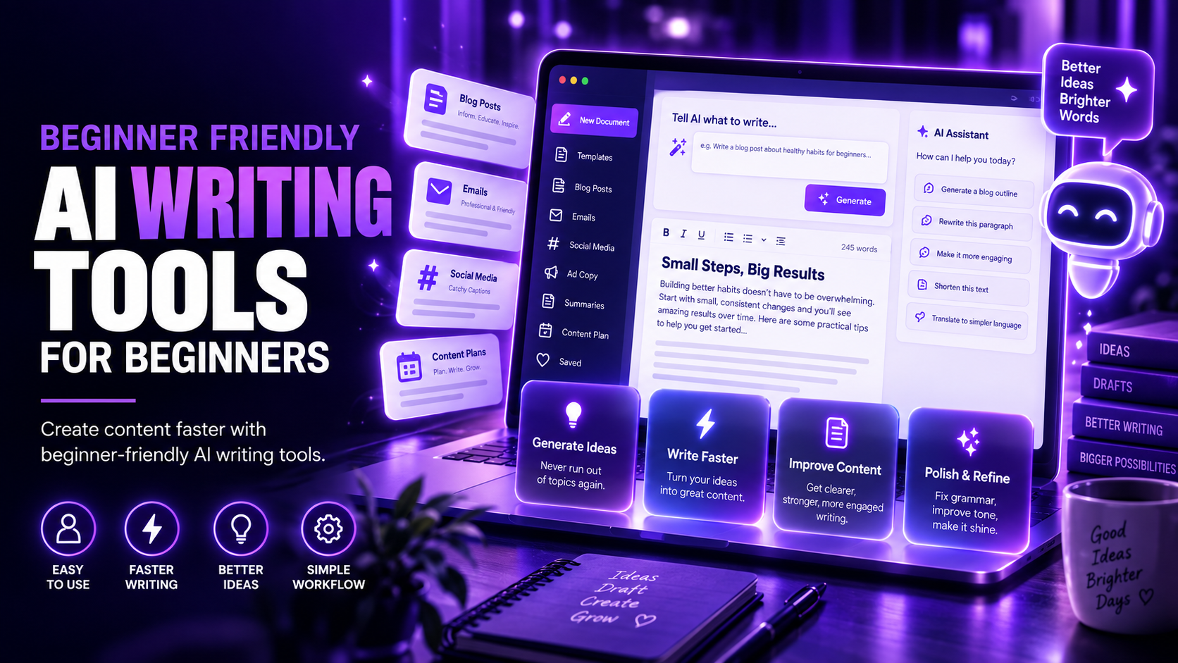 Best AI Writing Tools for Beginners: Create Content Faster Without Feeling Overwhelmed